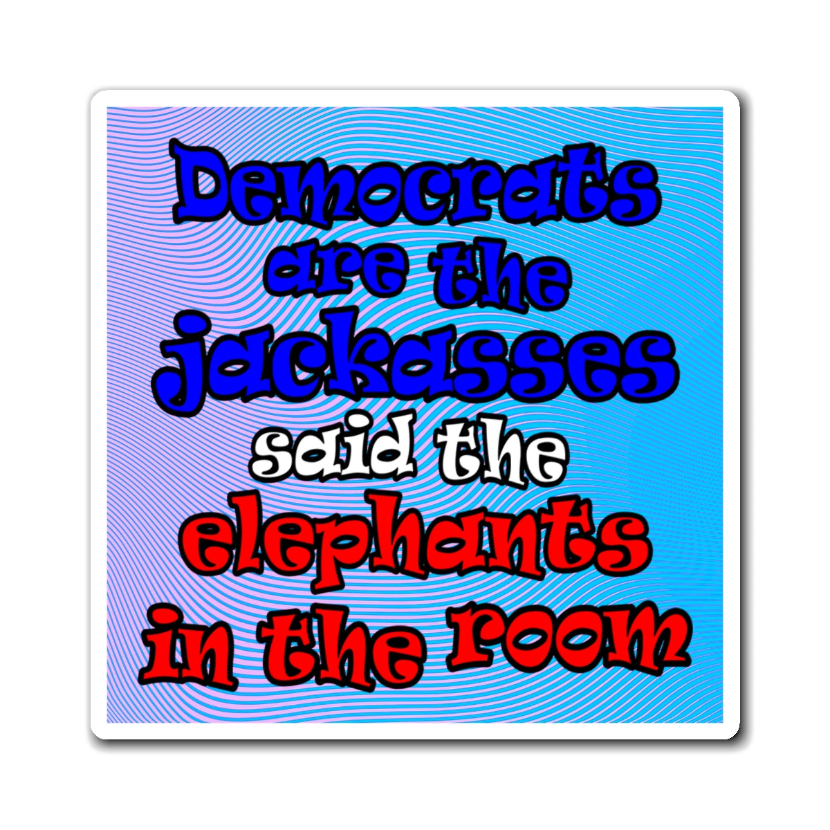 donkeys and elephants - Magnets - (light blue-purple wave)