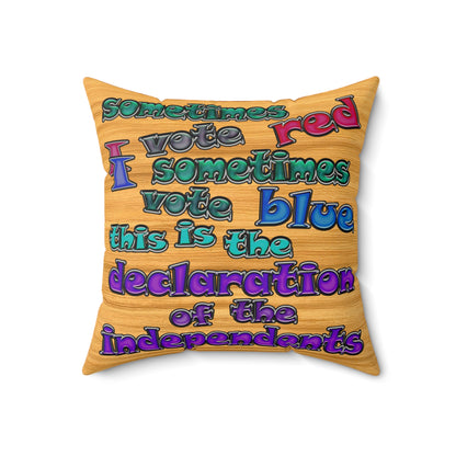declaration of the independents - Faux Suede Square Pillow - (butterscotch wood finish)