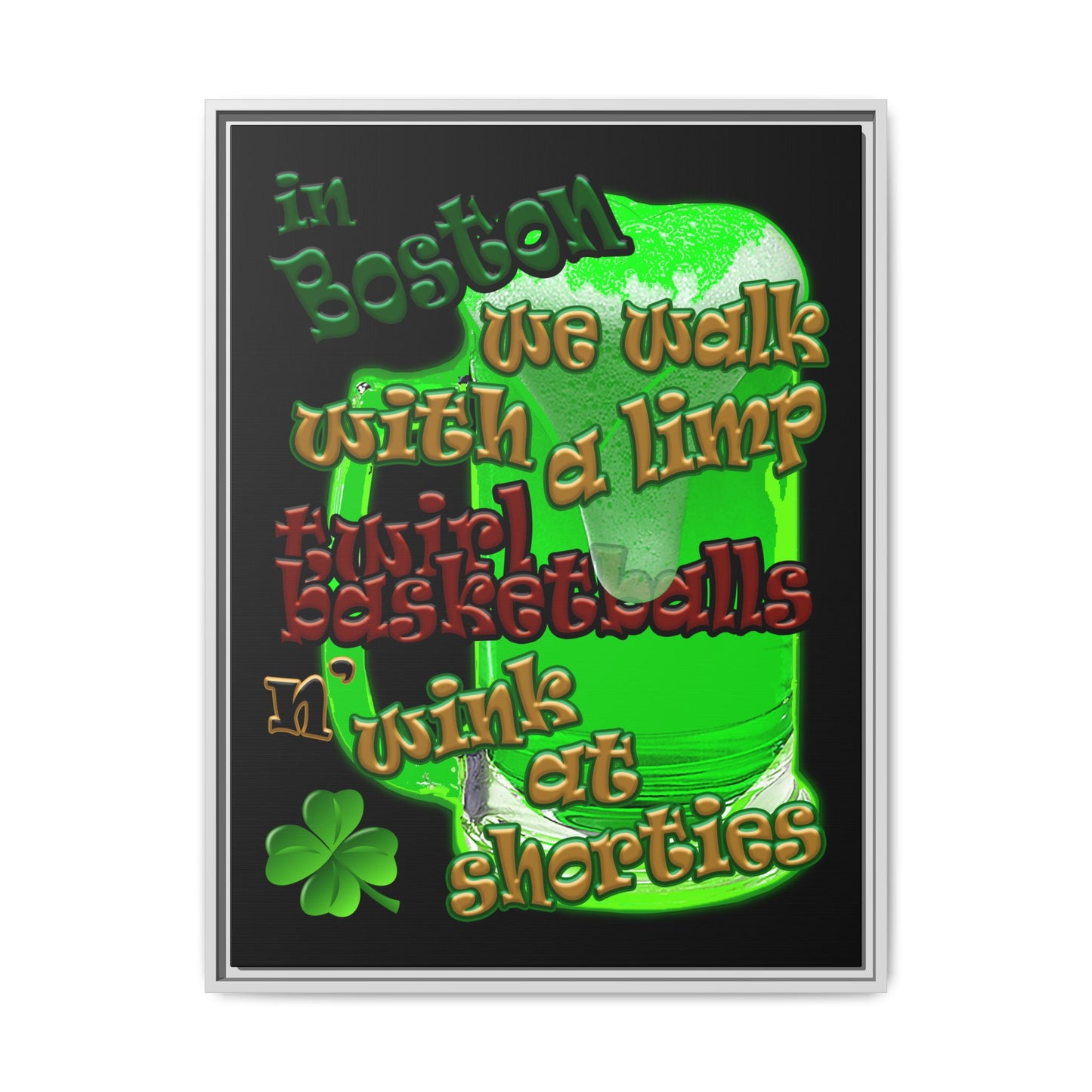 celtics logo - framed canvas art (black)