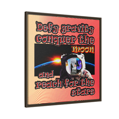 defy conquer reach - framed canvas art (yellow-orange wave)