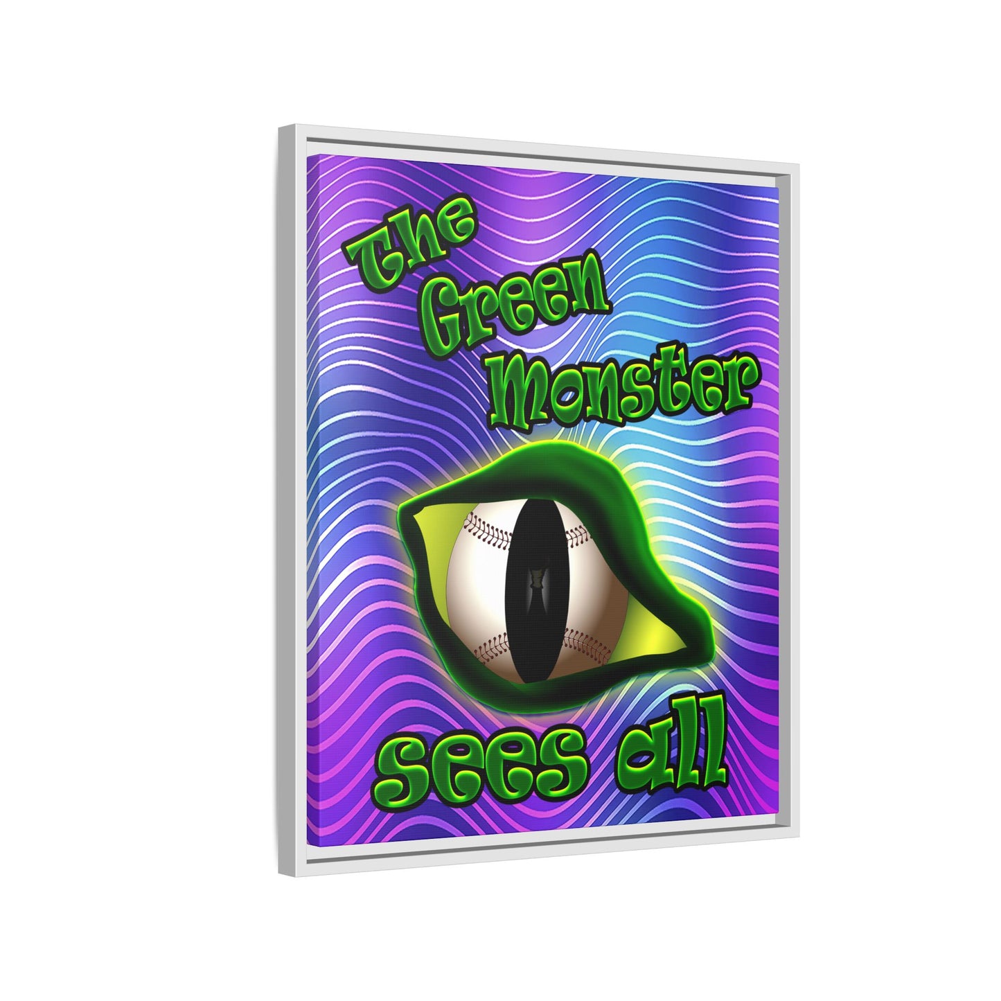 green monster - framed canvas art (purple wave)