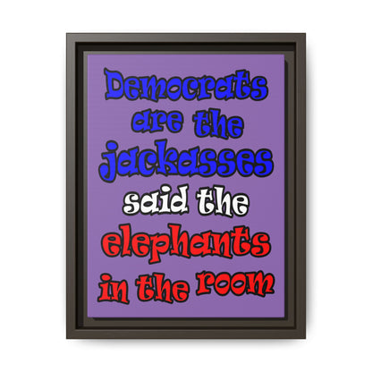donkeys and elephants - framed canvas art (light purple)