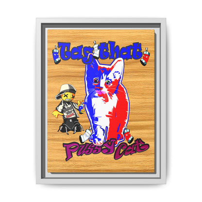 tag that - framed canvas art (butterscotch wood finish)