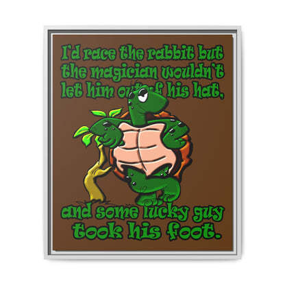 turtle race - framed canvas art (brown)