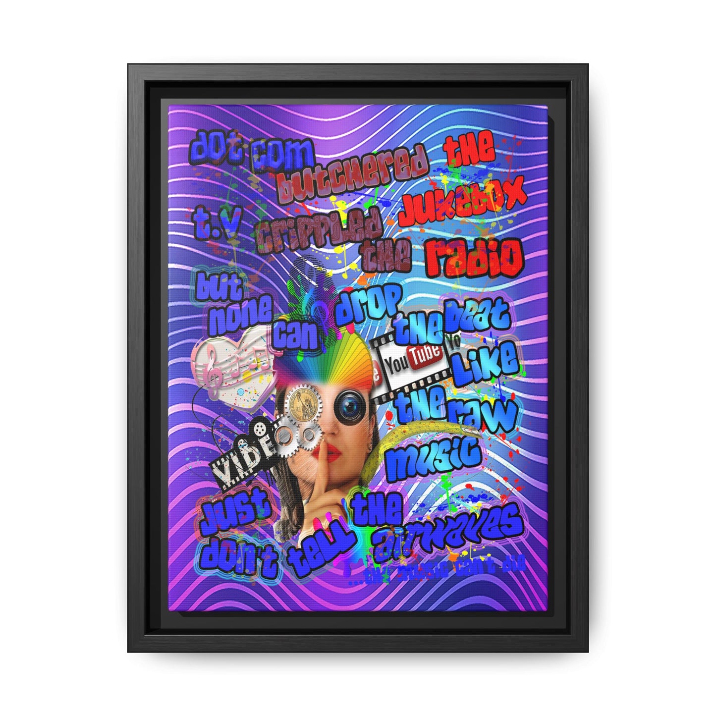 drop the beat - framed canvas art (purple wave)