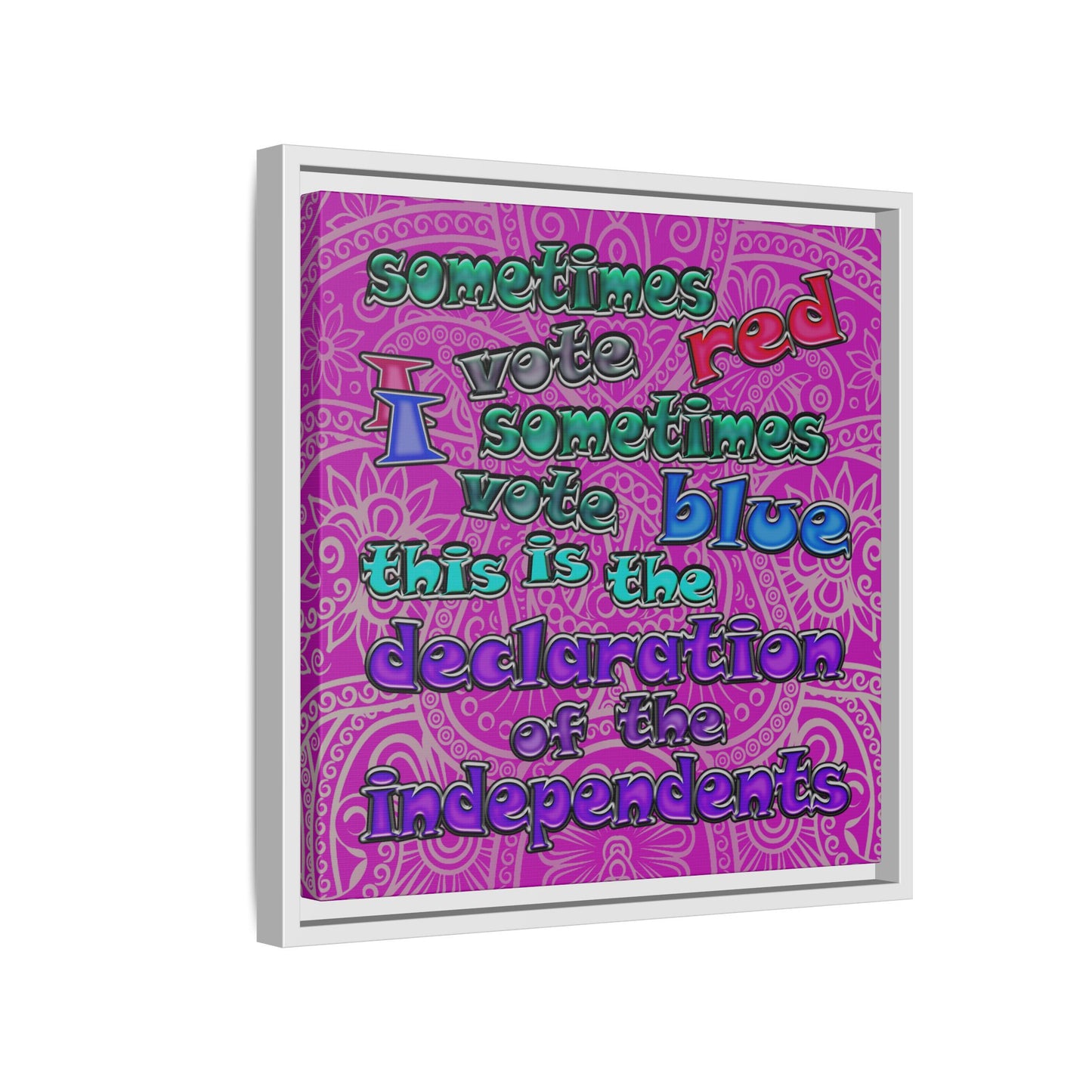 declaration of the independents - framed canvas art (pink swirl)