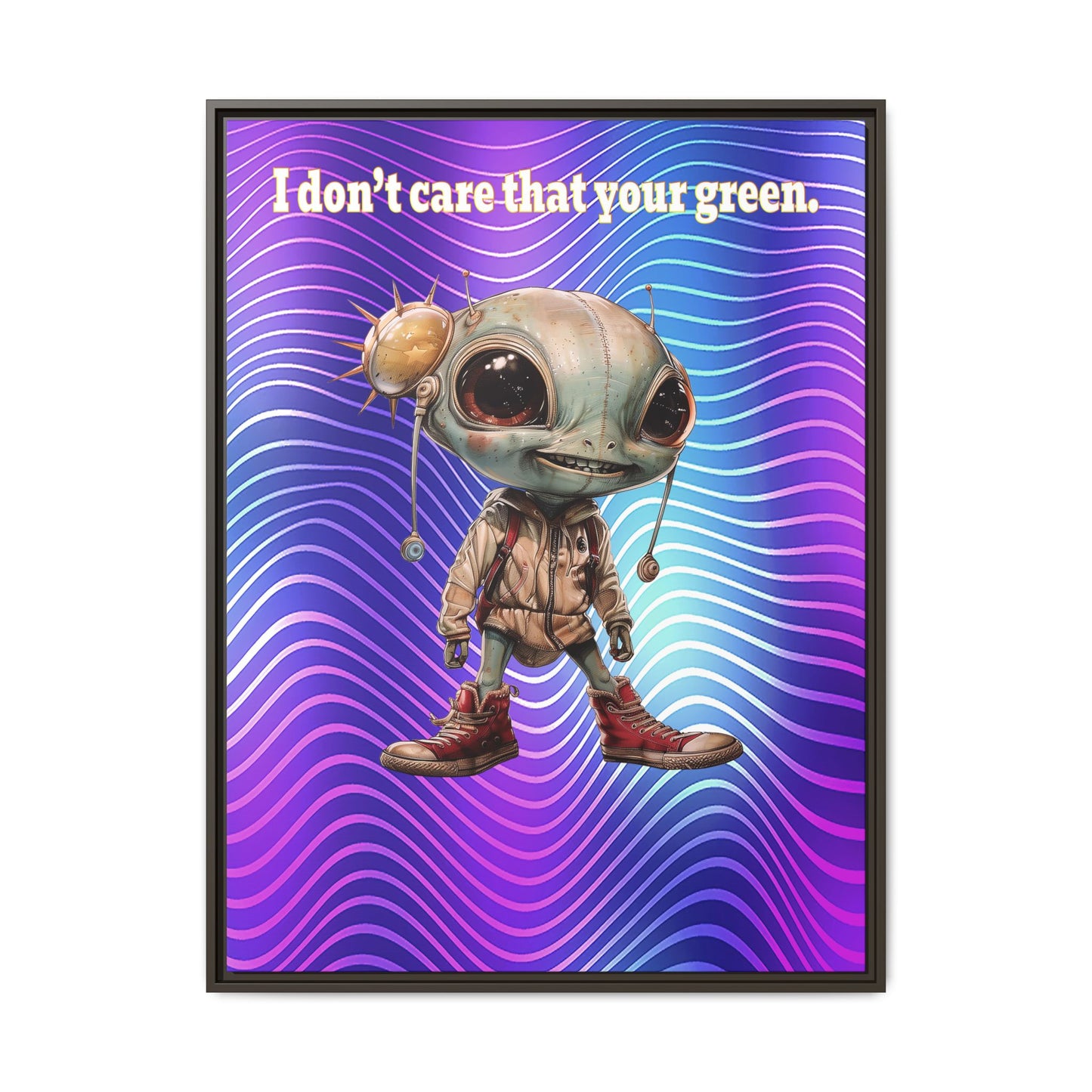 I don't care that your green - framed canvas art (purple wave)