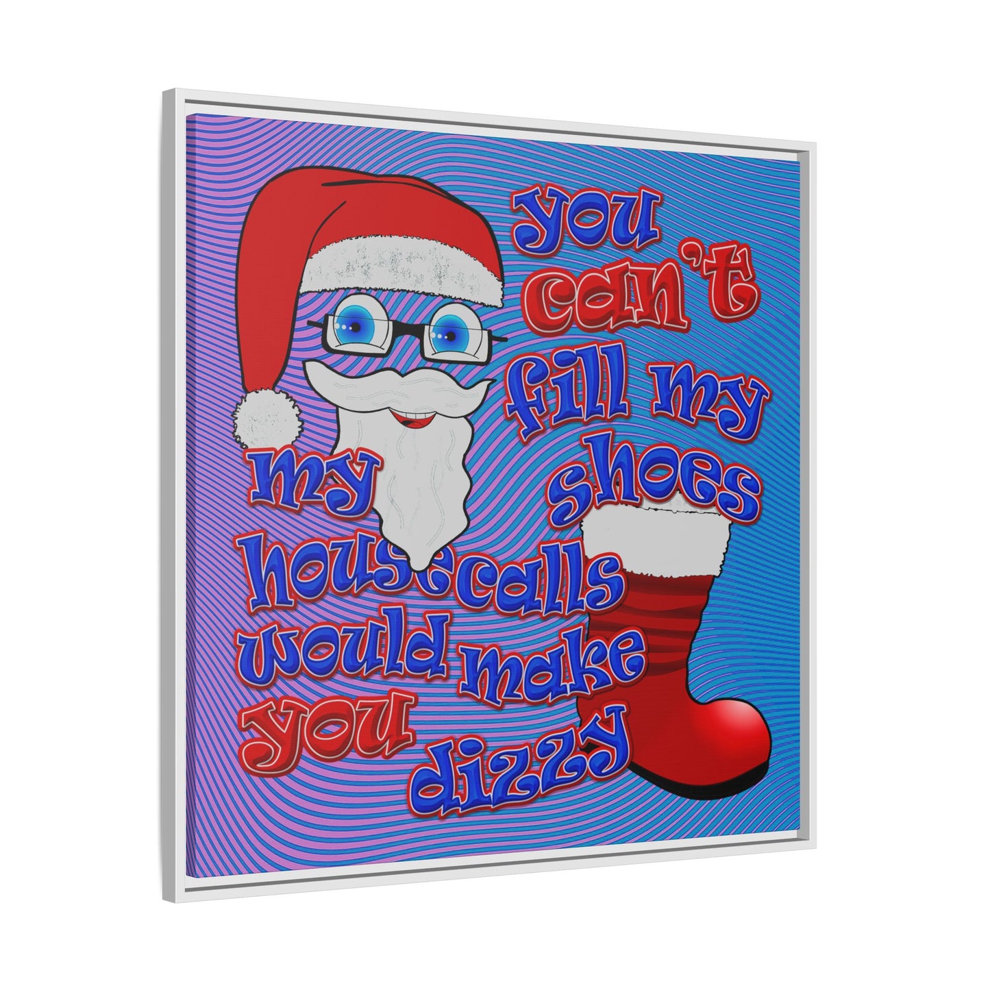 santa's shoes - framed canvas art (light blue-purple wave)