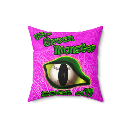 green monster - Faux Suede Square Pillow - (pink swirl)