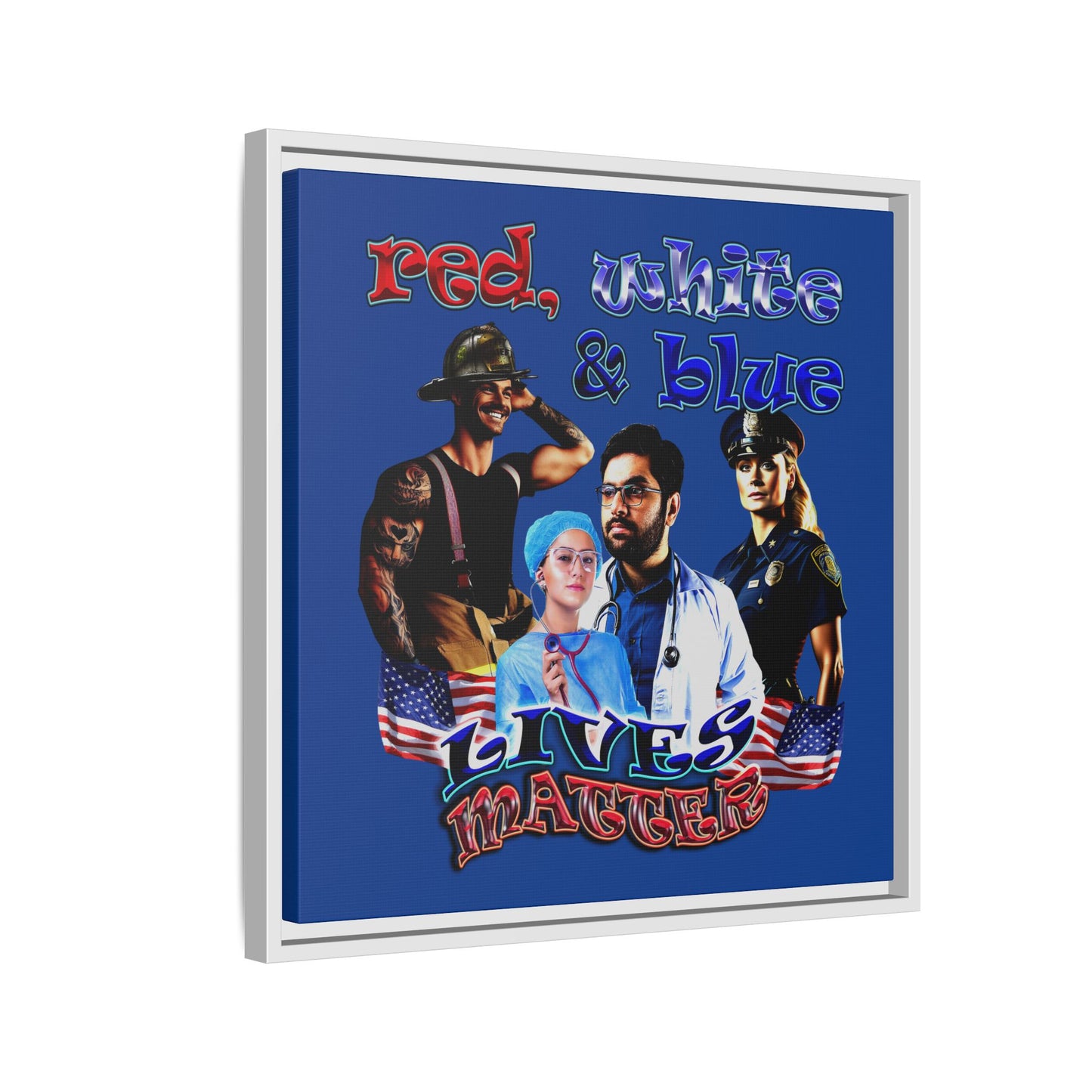 rw&b lives matter - framed canvas art (dark blue)