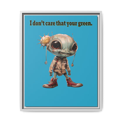 I don't care that your green - framed canvas art (turquoise)