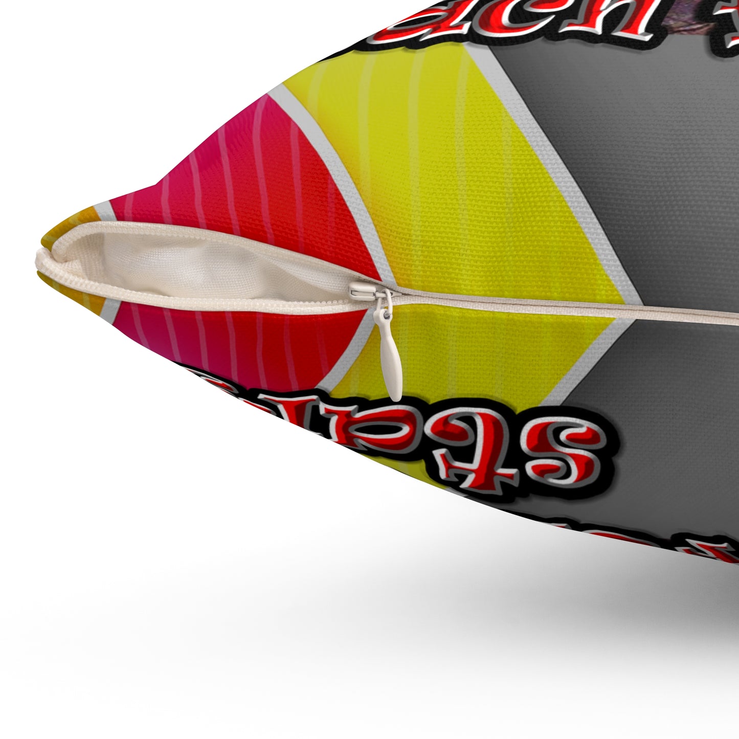 defy conquer reach - Spun Polyester Square Pillow - (rainbow split)