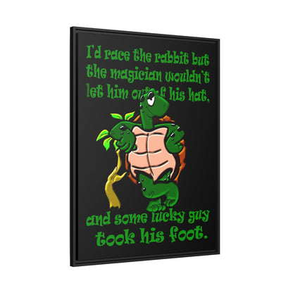 turtle race - framed canvas art (black)