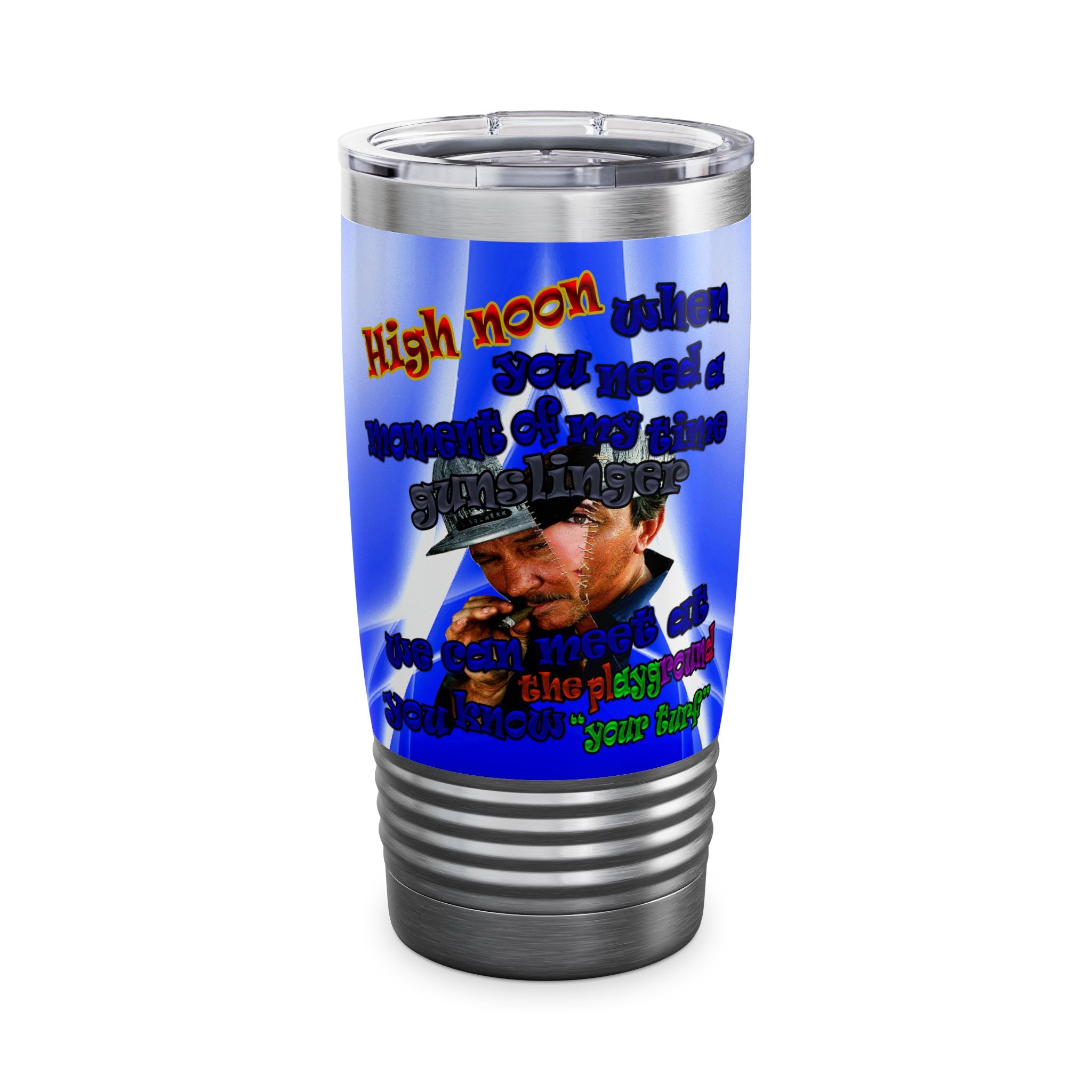 high noon - Ringneck Tumbler, 20oz (blue-white wave)