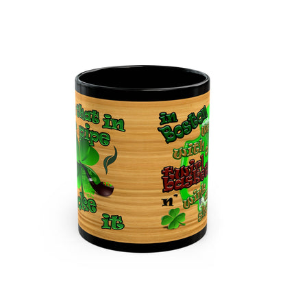 celtics logo - Black Mug (butterscotch wood finish)