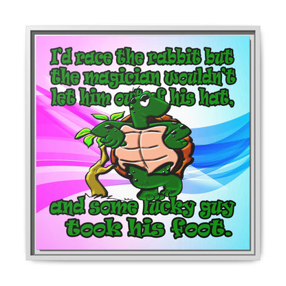 turtle race - framed canvas art (light blue-pink wave)