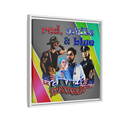 rw&b lives matter - framed canvas art (rainbow split)