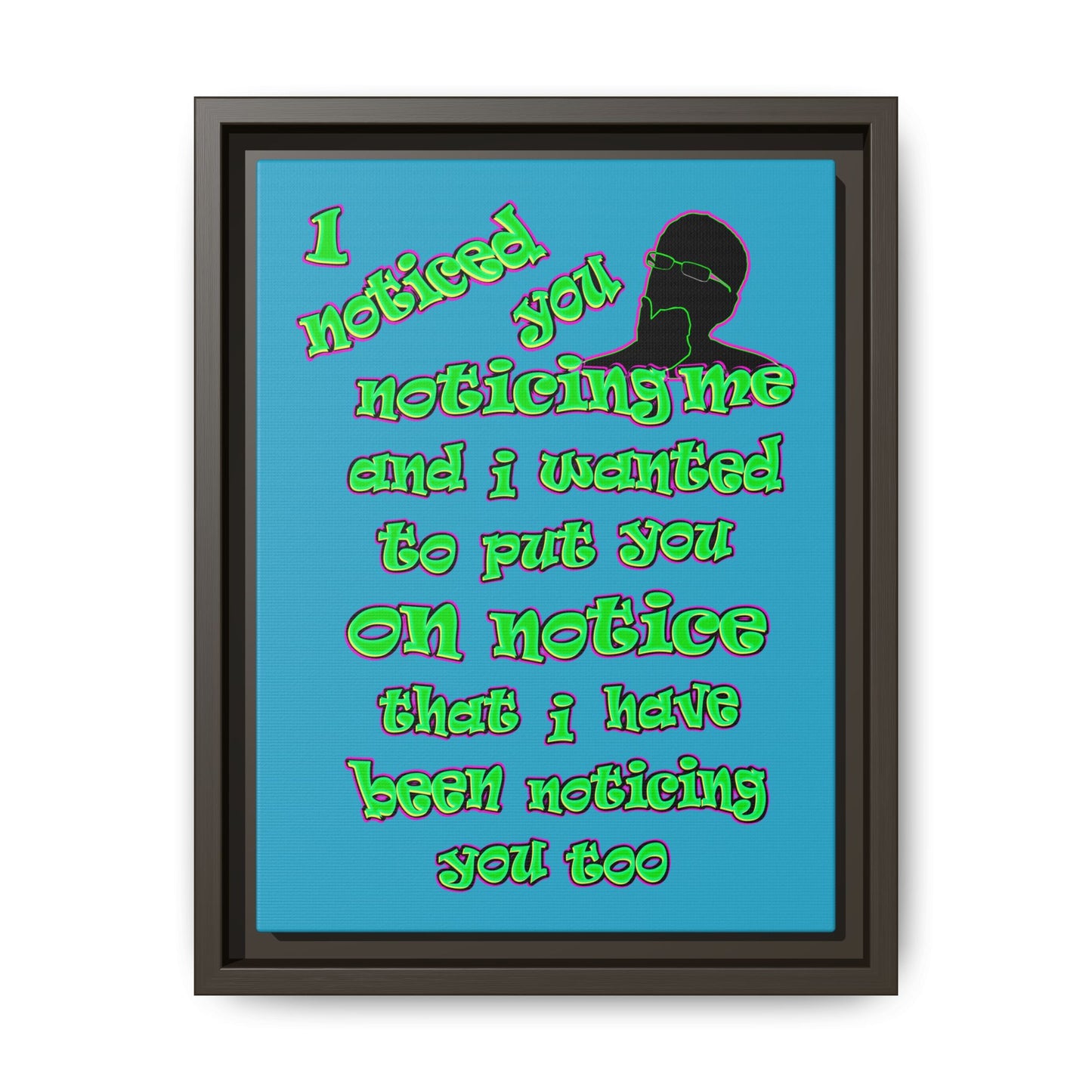 noticed you noticing - framed canvas art (turquoise)