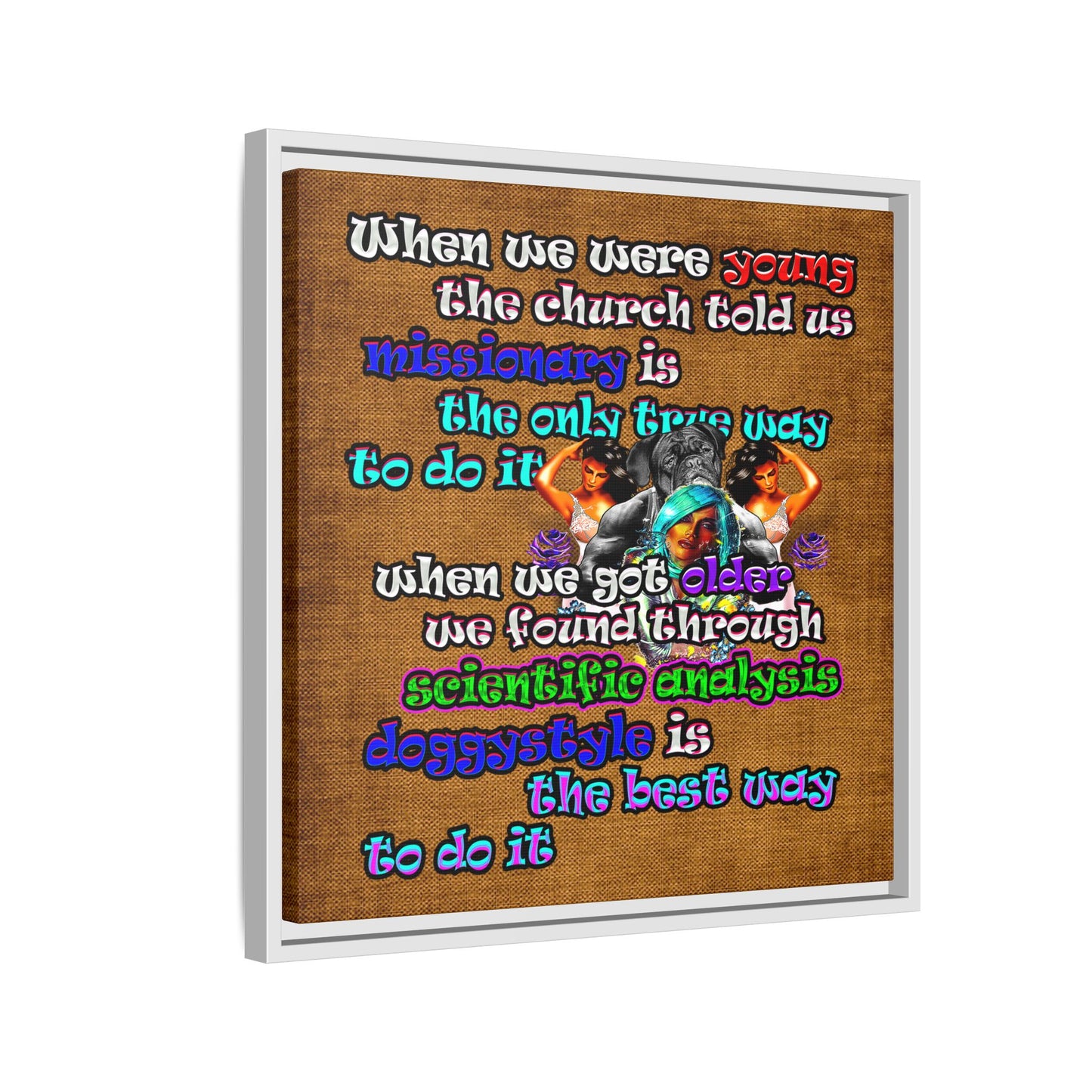 doggystyle - framed canvas art (brown papyrus)