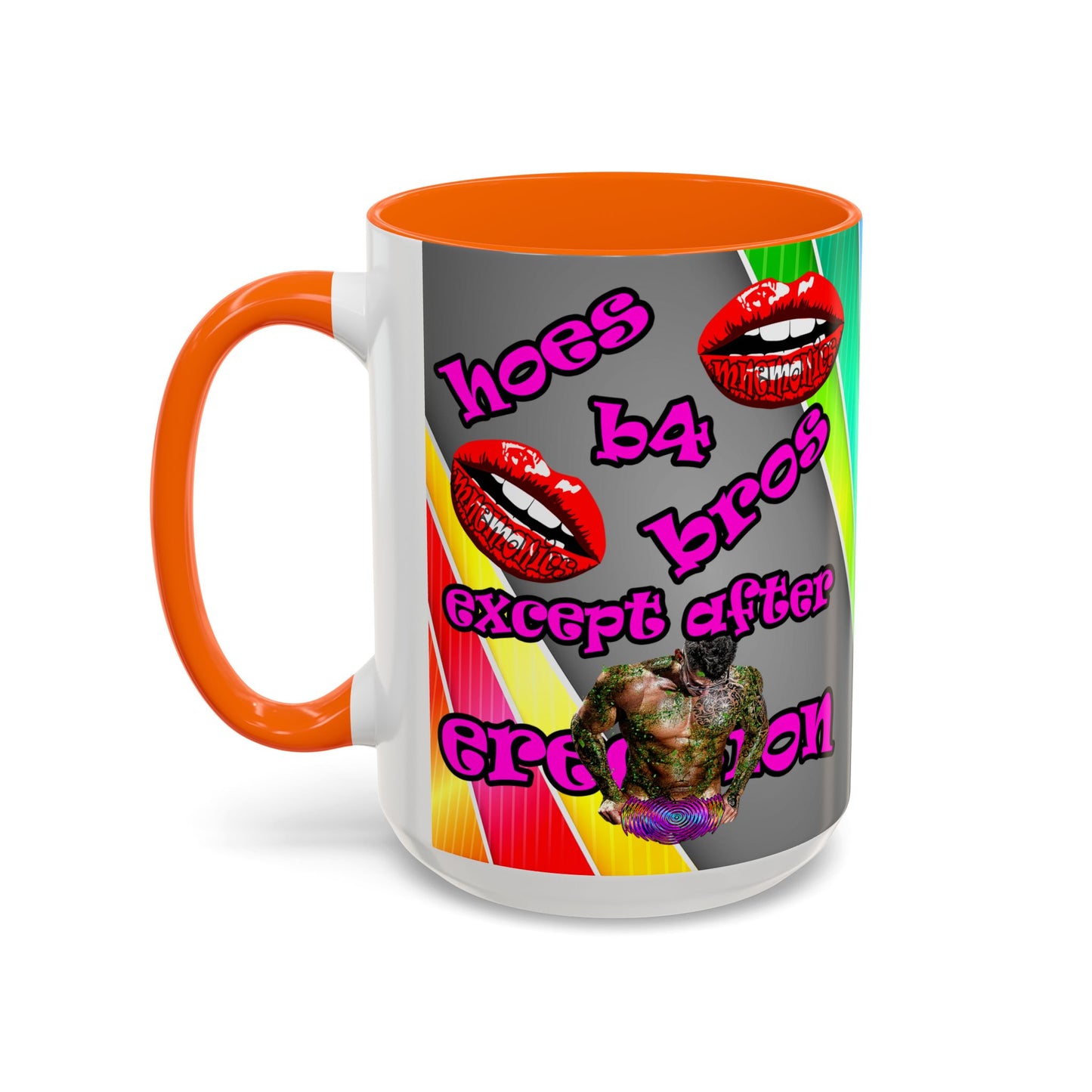 hoes b4 bros - Accent Mug (rainbow split)