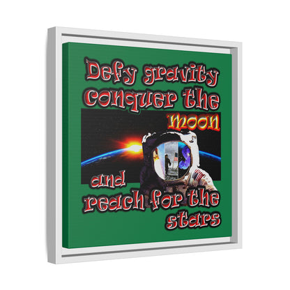 defy conquer reach - framed canvas art (dark green)
