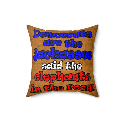 donkeys and elephants - Spun Polyester Square Pillow - (dichromatic brown papyrus)