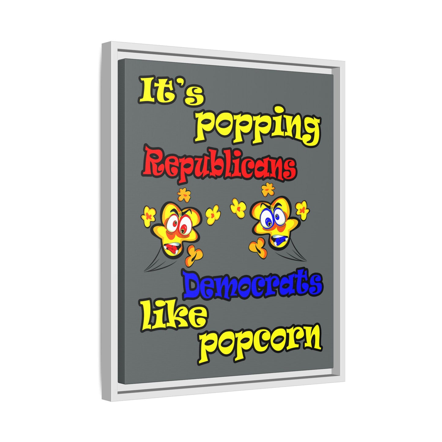 popping like popcorn - framed canvas art (dark grey)