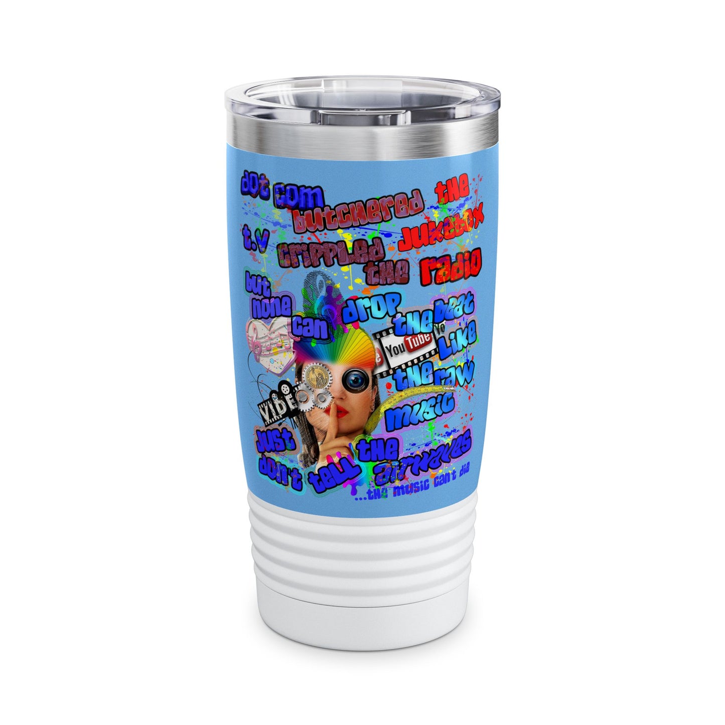drop the beat - Ringneck Tumbler, 20oz (light blue)