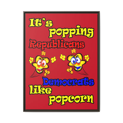 popping like popcorn - framed canvas art (dark red)