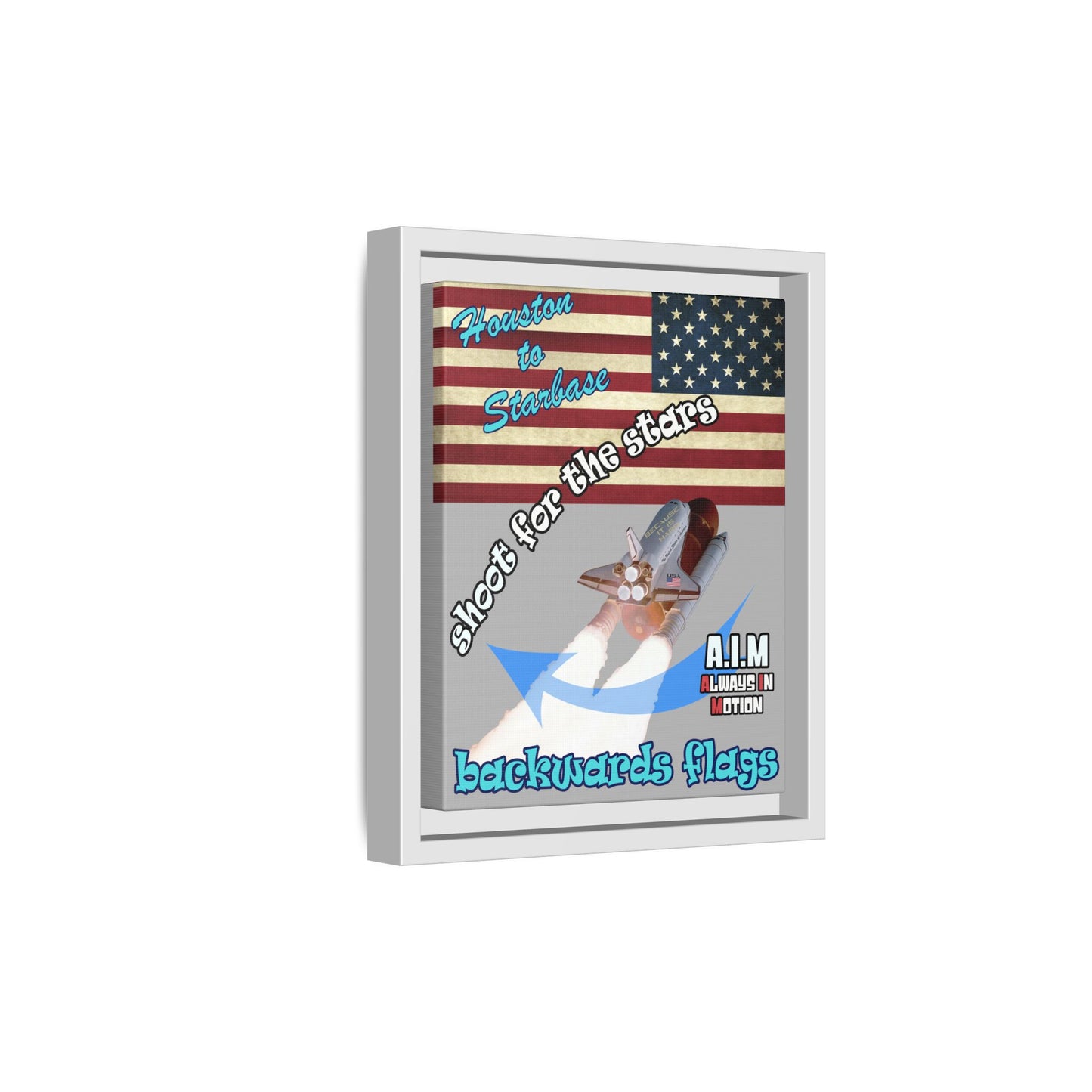 shoot for the stars - framed canvas art (light grey)