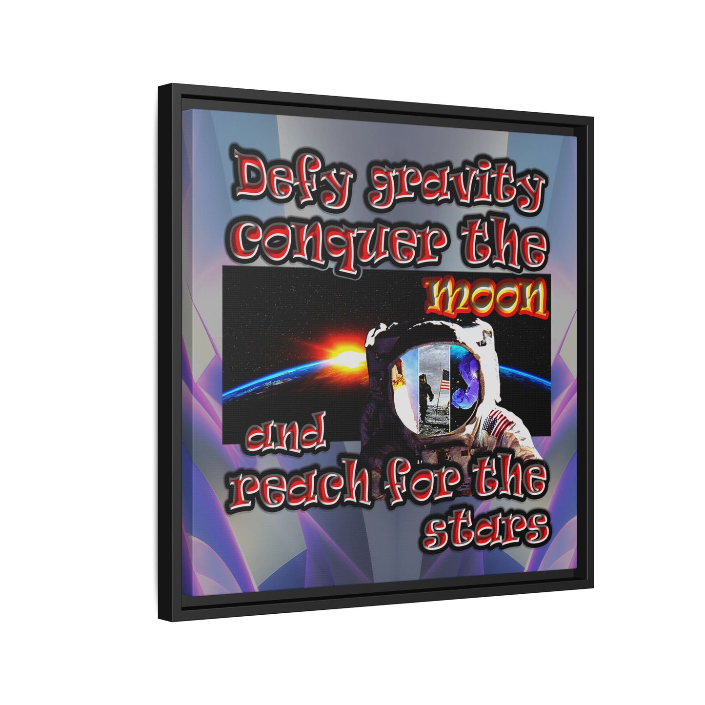 defy conquer reach - framed canvas art (grey-pink wave)