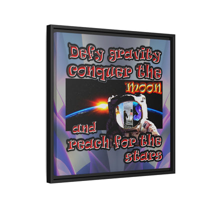 defy conquer reach - framed canvas art (grey-pink wave)
