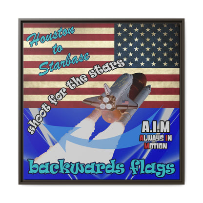 shoot for the stars - framed canvas art (blue-white wave)