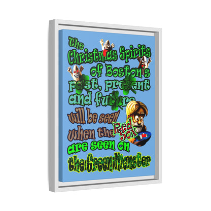 christmas spirits of boston - framed canvas art (light blue)