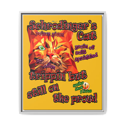 schrodinger's cat - framed canvas art (yellow)