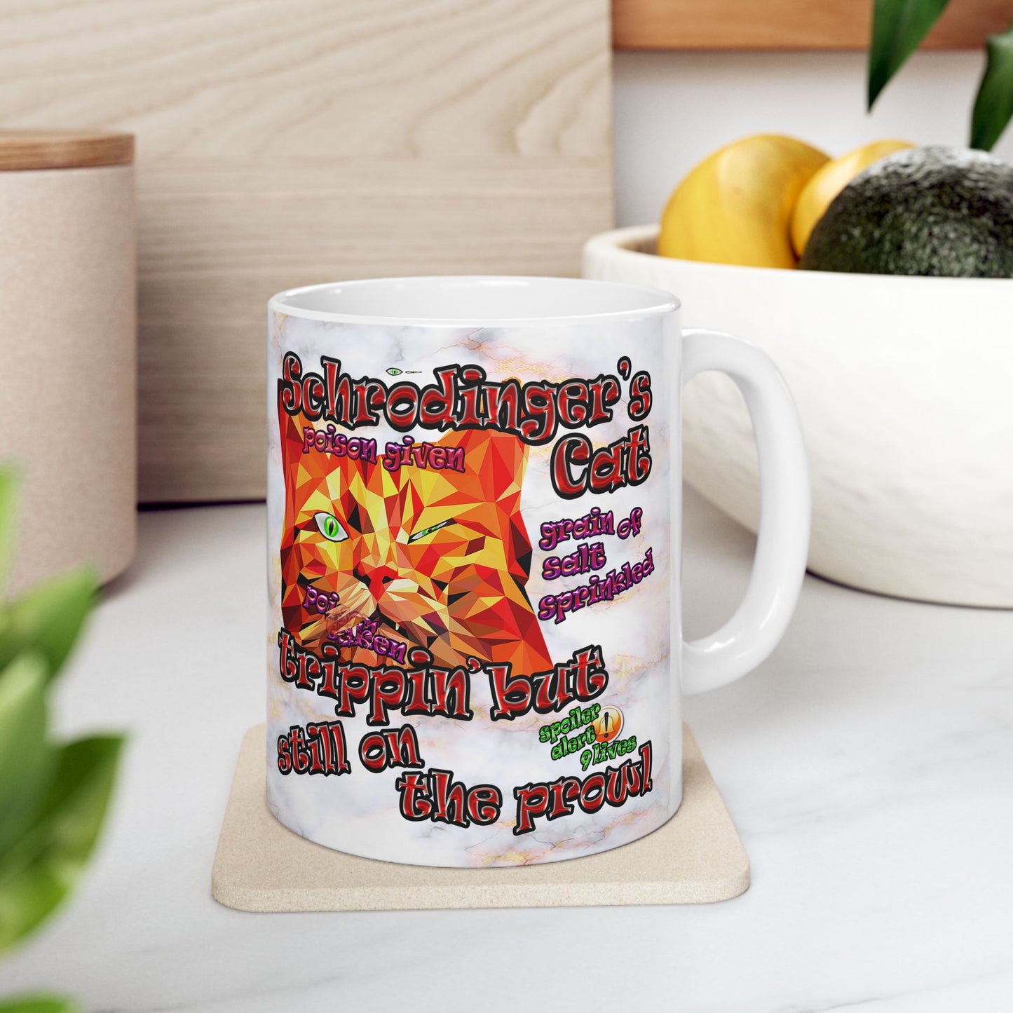 schrodinger's cat - White Mug (white marble)