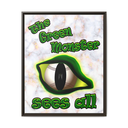 green monster - framed canvas art (white marble)