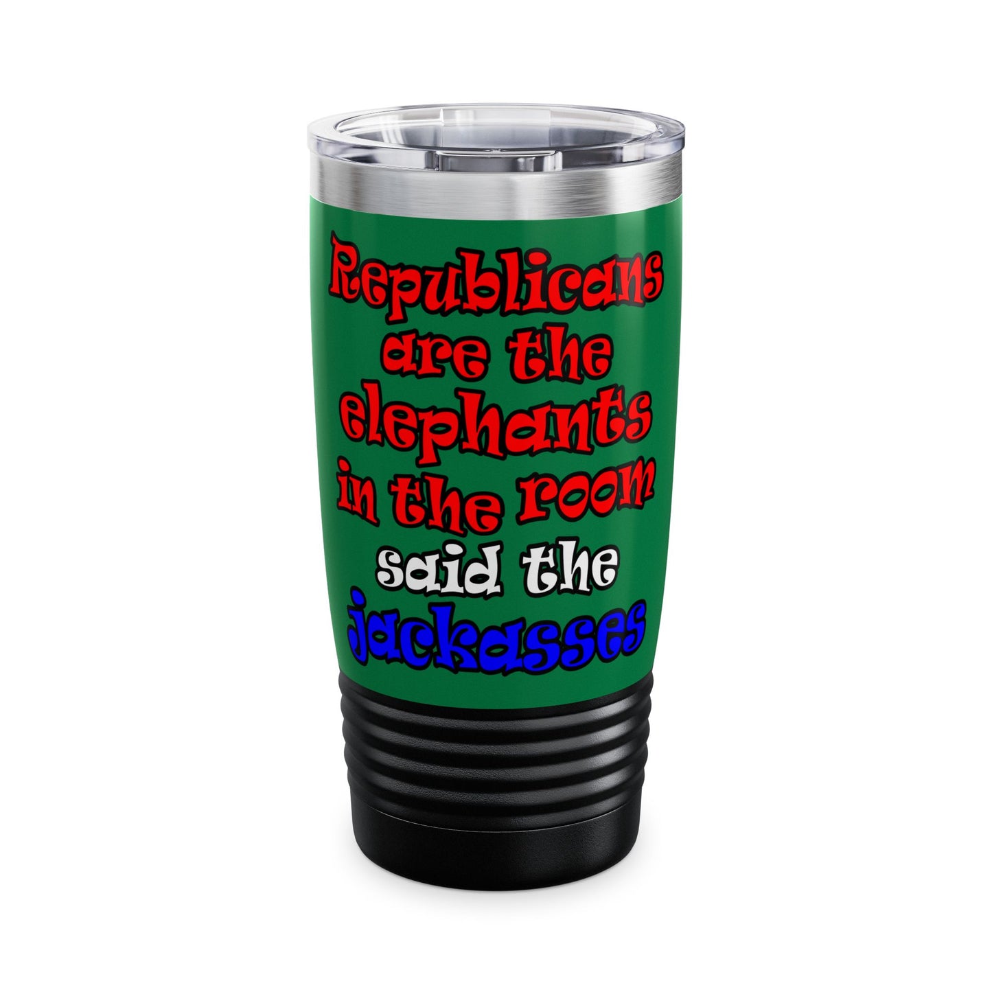 donkeys and elephants - Ringneck Tumbler, 20oz (dark green)