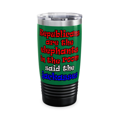 donkeys and elephants - Ringneck Tumbler, 20oz (dark green)