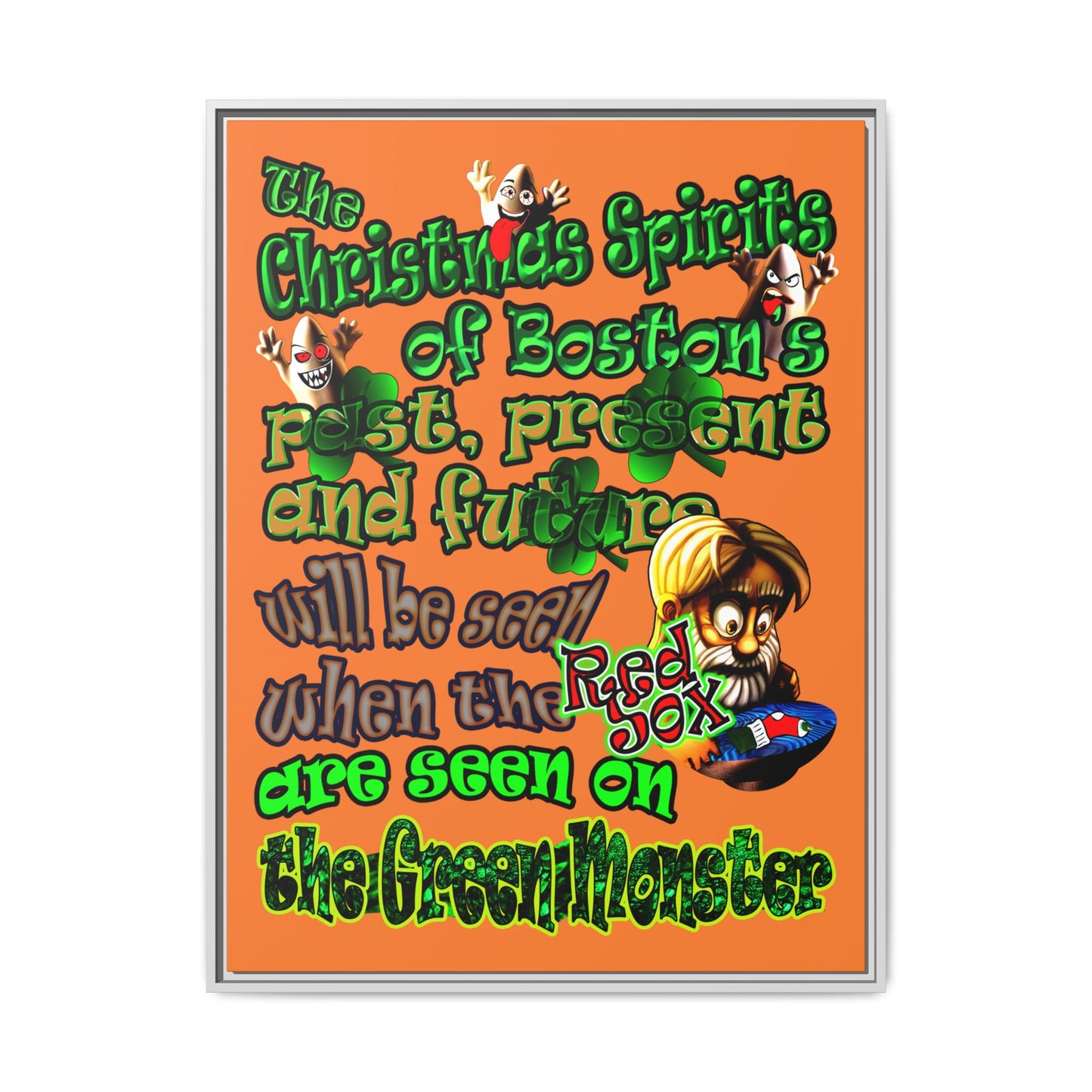 christmas spirits of boston - framed canvas art (crusta)