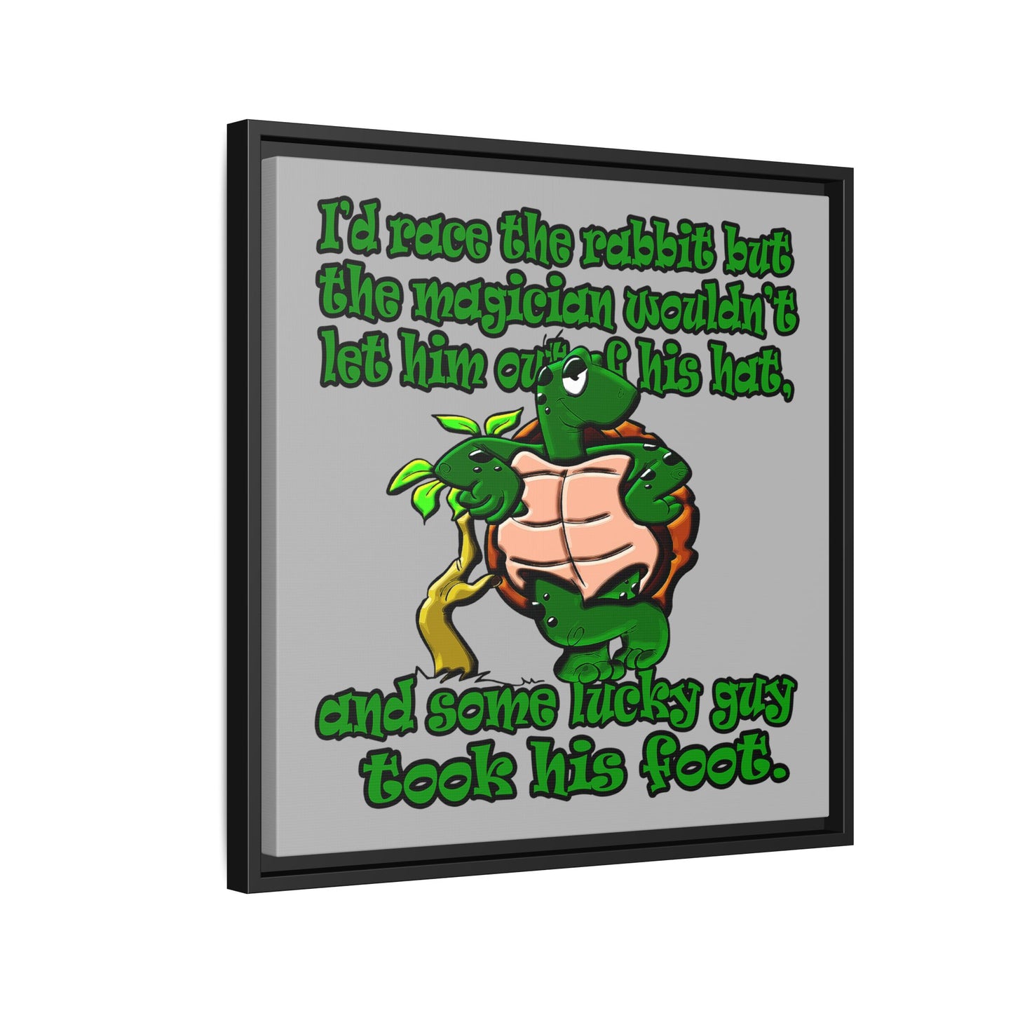 turtle race - framed canvas art (light grey)