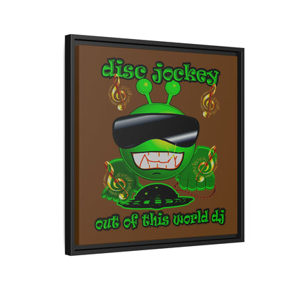 disc jockey - framed canvas art (brown)