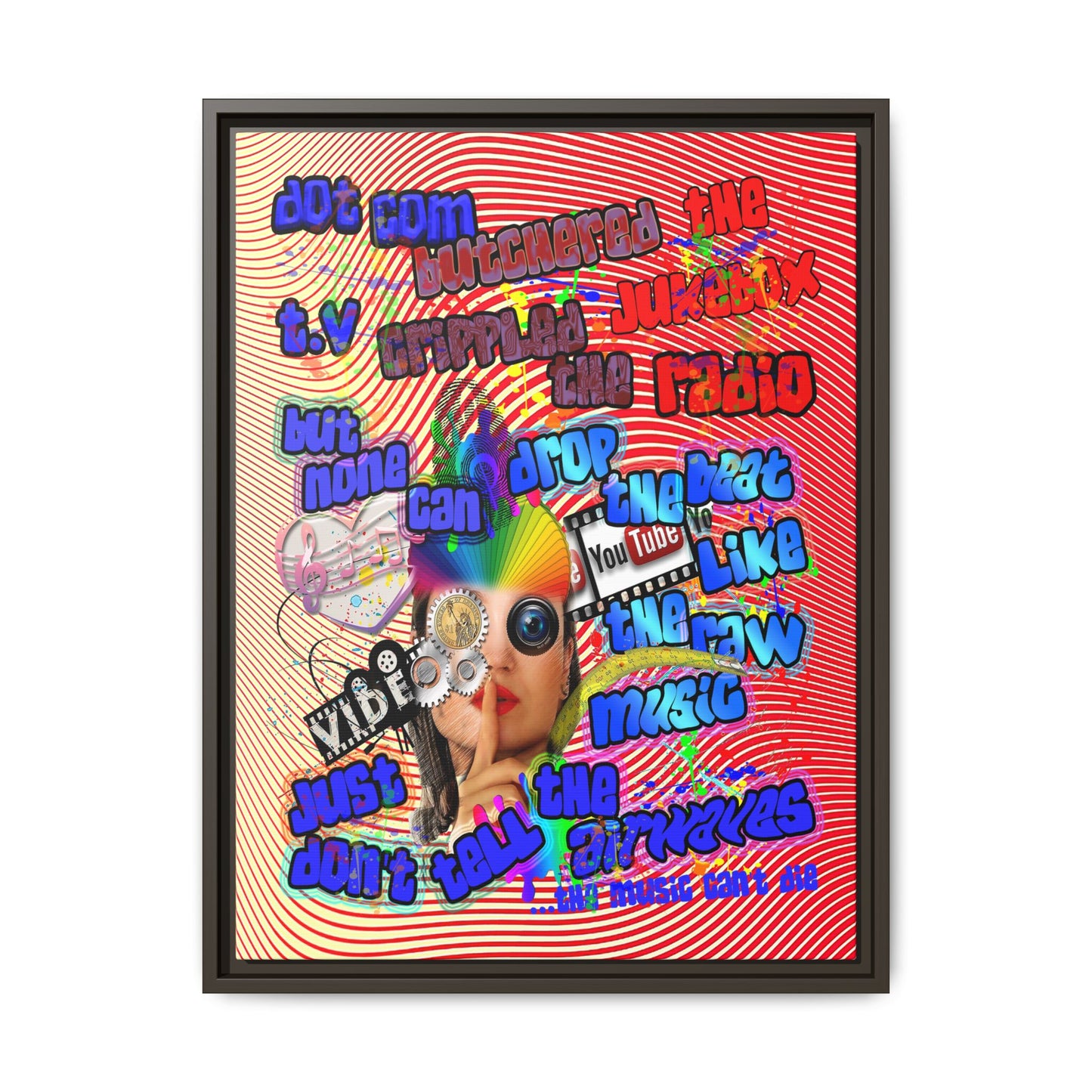 drop the beat - framed canvas art (yellow-orange wave)