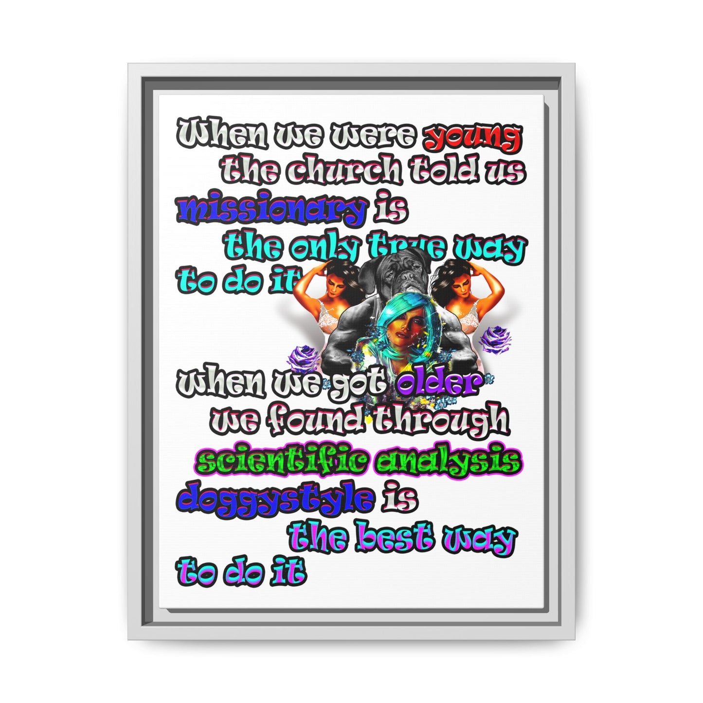 doggystyle - framed canvas art (white)