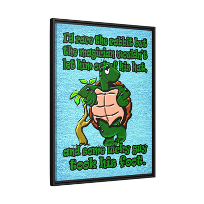 turtle race - framed canvas art (faded blue)