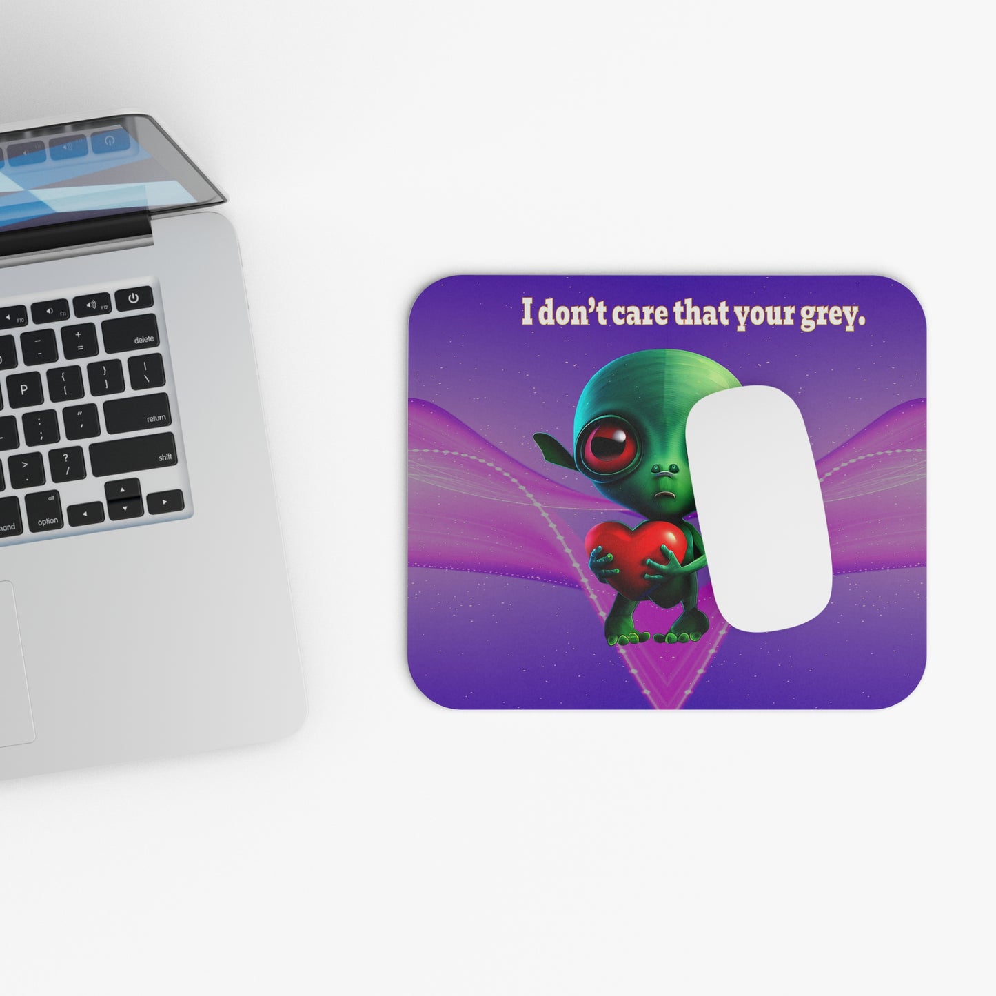 I don't care that your grey - Mouse Pad (Rectangle) (purple-pink wave)