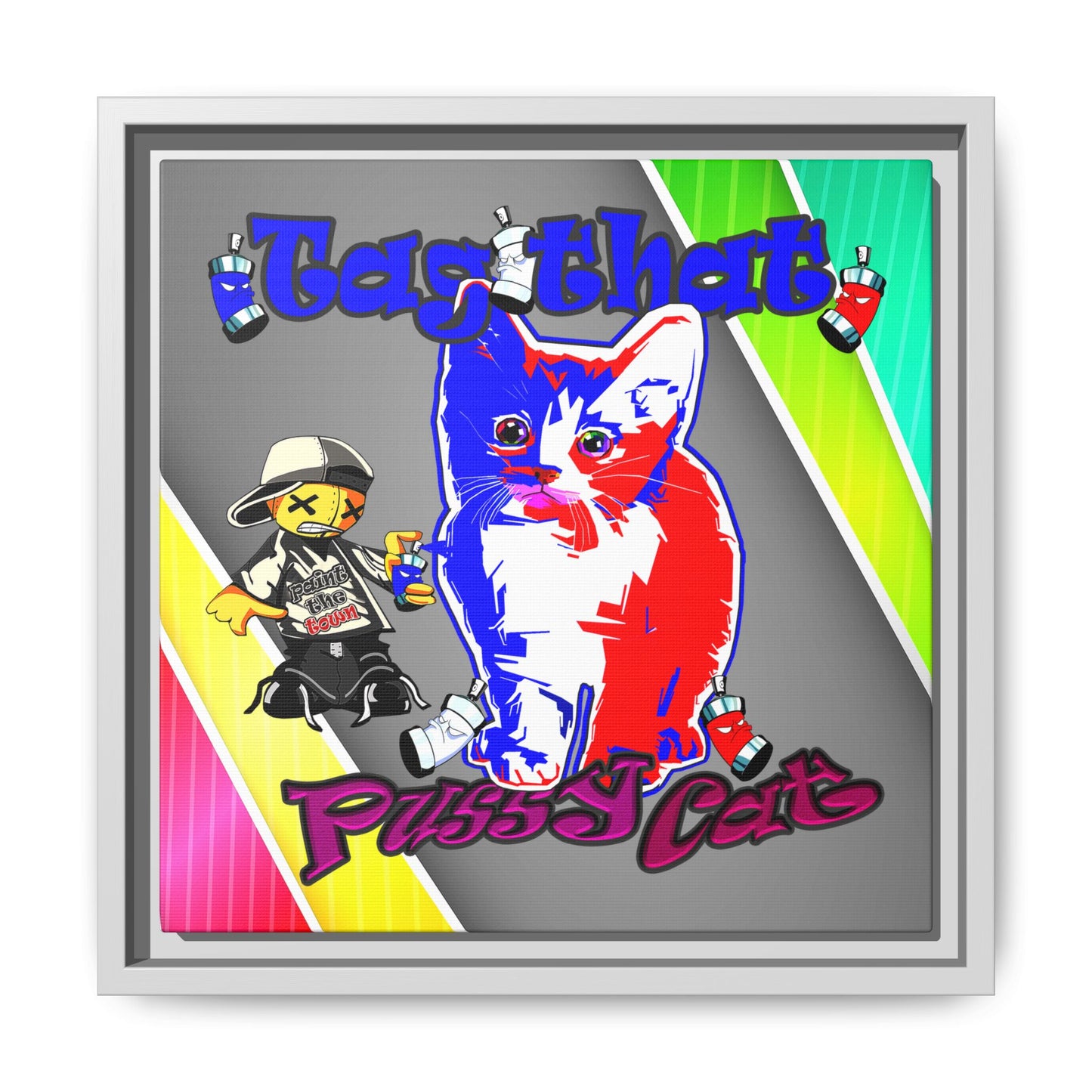 tag that - framed canvas art (rainbow split)