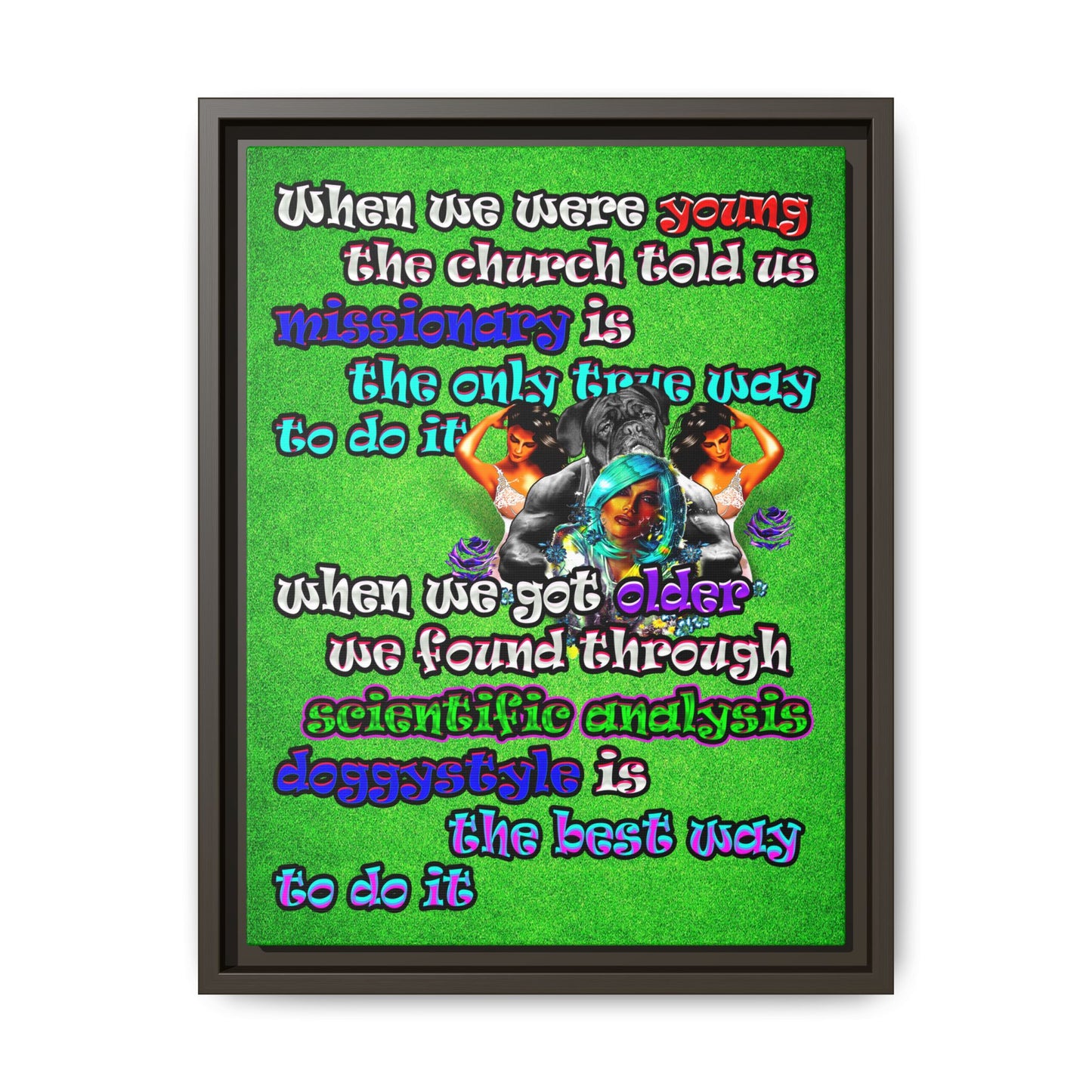 doggystyle - framed canvas art (green turf)