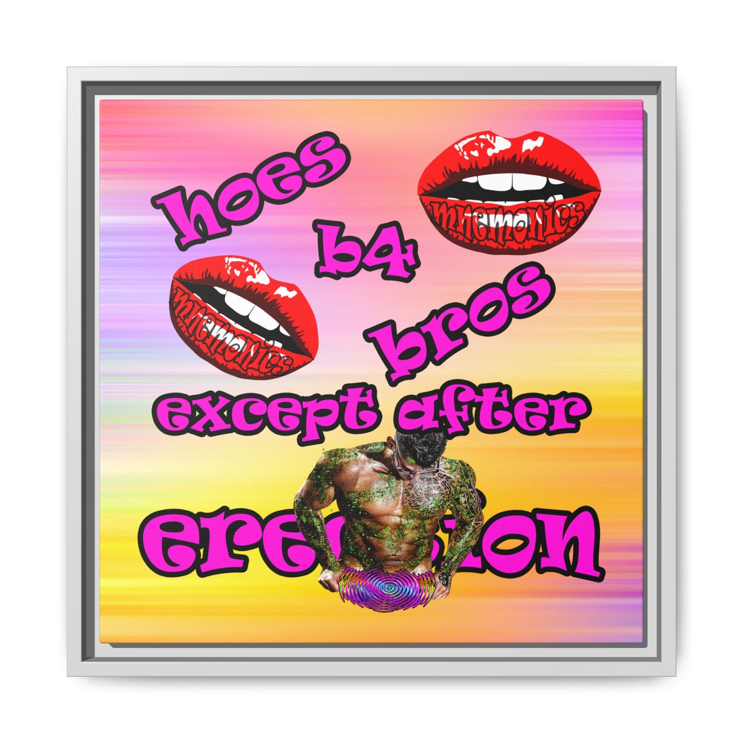 hoes b4 bros - framed canvas art (color blur)