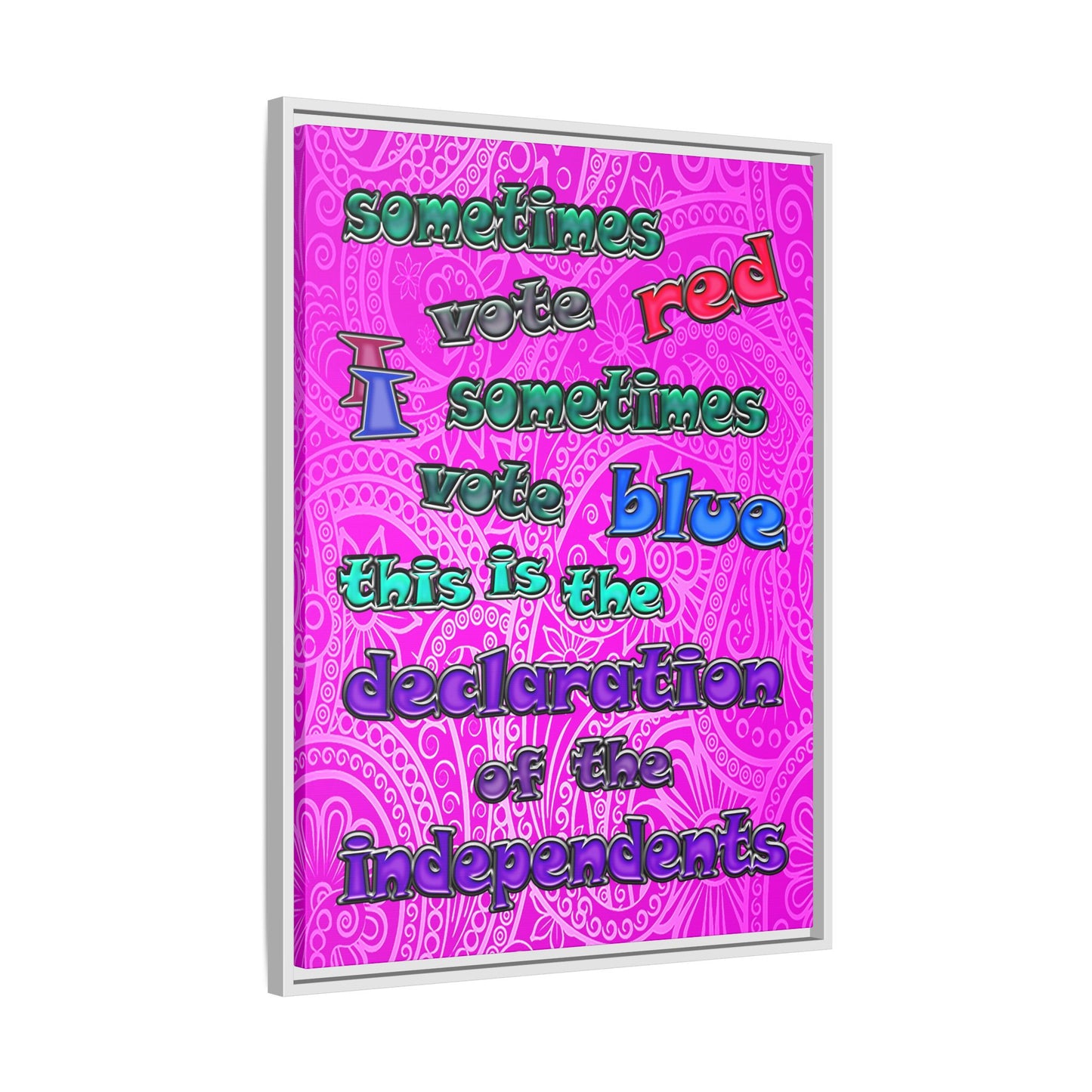 declaration of the independents - framed canvas art (pink swirl)